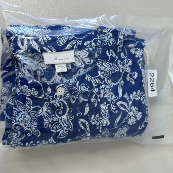J Jill Love Linen Dress Blue Floral Shift Sleeveless Small - Picture 9 of 9